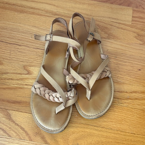 Tom’s Lexie Strappy Sandals, Braided Leather, Tan, Size 7.5 - Picture 4 of 7